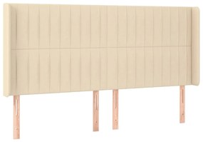 vidaXL Κρεβάτι Boxspring με Στρώμα &amp; LED Κρεμ 160x200 εκ. Υφασμάτινο