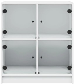 vidaXL Βοηθητικό Ντουλάπι Λευκό 68x37x75,5 εκ. με Γυάλινες Πόρτες