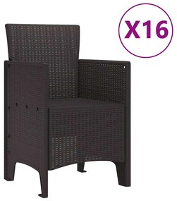 vidaXL Σέτ φαγητού για κήπο 17 pcs Καφέ Rattan Polt