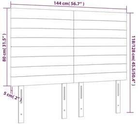 vidaXL Κεφαλάρι Κρεβατιού LED Κρεμ 144x5x118/128 εκ. Υφασμάτινο