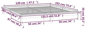 Πλαίσιο Κρεβατιού LED Γκρι 120x190 εκ. Μικρό Διπλό Μασίφ Ξύλο - Γκρι