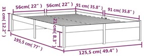 Πλαίσιο Κρεβατιού Μαύρο 120 x 190 εκ. Μασίφ Ξύλο Small Double - Μαύρο