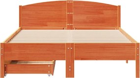 vidaXL Σκελετός Κρεβ. Χωρίς Στρώμα Καφέ Κεριού 160x200 εκ Μασίφ Πεύκο