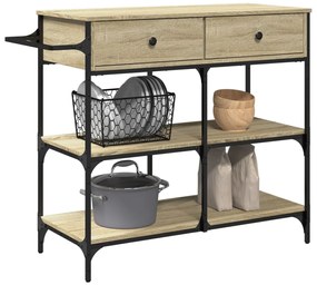 vidaXL Τρόλεϊ Κουζίνας Sonoma Δρυς 105x42x95 εκ. Επεξεργασμένο Ξύλο