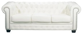 Καναπές Τριθέσιος CHESTERFIELD Leather Άσπρο 201x92x72cm