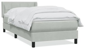 Κρεβάτι Boxspring με Στρώμα Ανοιχτό Γκρι 80x210 εκ. Βελούδινο - Γκρι