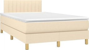 vidaXL Κρεβάτι Boxspring με Στρώμα Κρεμ 120x200 εκ. Υφασμάτινο
