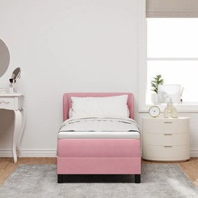 vidaXL Κρεβάτι Box Spring με Στρώμα Ροζ 80x200 εκ. Βελούδο