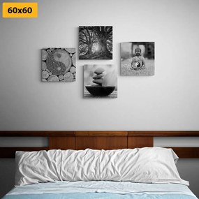 Σετ εικόνων σε ασπρόμαυρο στυλ Φενγκ Σούι - 4x 60x60