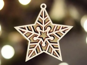Σετ των 3 Intra απο ξύλο plywood 3mm-4mm πάχος – Χριστουγεννιάτικο στολίδι αστεριών 20x20 cm INTRAVECTRY-MY545743