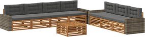 vidaXL Σειρά Καναπέ Εξωτερικού 8 pcs Φυσικό και Ανθρακί