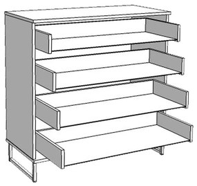 Κομότα - Συρταριέρα Sardinia 4F Artisan Oak - Μαύρο 91.5x42x93 εκ. 91.5x42x93 εκ.