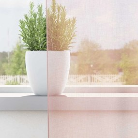 vidaXL Voile κουρτίνες με τσέπες ράβδου 2 τεμάχια Ανοιχτό Ροζ