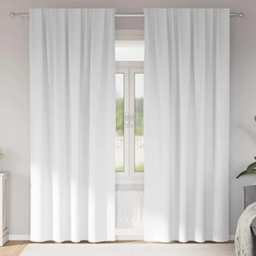 vidaXL Κουρτίνες Μαύρης Ύφανσης με Δαχτυλίδια 2 pcs Καθαρό Λευκό