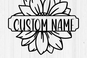 Σετ των 2 Intra απο ξύλο plywood 3mm-4mm πάχος – Σημάδι ονόματος Sunflower - Προσαρμοσμένη Δίασταση 20x20 cm INTRAFABR-117890139