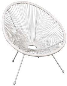 Ποληθρόνα Μεταλλική Άσπρη, ACAPULCO Plastic  Rattan Άσπρο 73x76x89cm