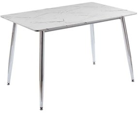 Τραπέζι Datum ΕΜ839,C 120x80x75cm Marble Effect White-Chrome Mdf, Metal