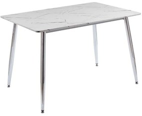 Τραπέζι Datum ΕΜ839,C 120x80x75cm Marble Effect White-Chrome Mdf,Μέταλλο