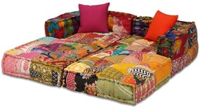 vidaXL Κάθισμα - Πουφ Διθέσιο Αρθρωτό Patchwork Υφασμάτινο