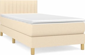 vidaXL Κρεβάτι Boxspring με Στρώμα Κρεμ 100 x 200 εκ. Υφασμάτινο