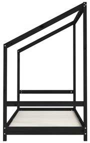 Πλαίσιο Παιδικού Κρεβατιού Μαύρο 2x(90x200)εκ Μασίφ Ξύλο Πεύκου - Μαύρο