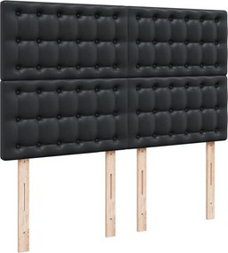 vidaXL Κρεβάτι Boxspring με Στρώμα Μαύρο 140x200εκ.από Συνθετικό Δέρμα