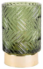 Κηροπήγιο Με Φωτισμό Led Zig Zag PT3689GR 8,5x13cm Dark Green Present Time Glass