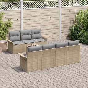 vidaXL Σετ Καναπέ Κήπου 8 pcs Μπεζ Πολυ ράταν