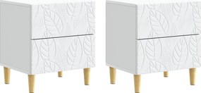 vidaXL Κομοδίνο 2 τμχ. Λευκό 43 x 34,5 x 48 εκ Επεξεργασμένο Ξύλο
