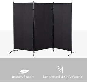 HOMCOM Διαχωριστικό χώρου, 3 τεμαχίων, με μεταλλικό σκελετό, Μαύρο