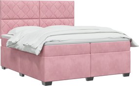 vidaXL Κρεβάτι box spring με στρώμα Ροζ 200 x 200 cm Βελούδο