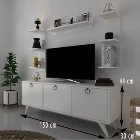 Stewehome Έπιπλο Τηλεόρασης με Πολλαπλούς Χώρους και Ράφι Τοίχου