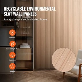 VEVOR Wood Slat Acoustic Panels 8 PCS 96 x 6 inch WPC for Modern Wall Ash Wood