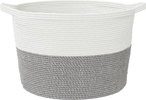 vidaXL Καλάθι Απλύτων Γκρι και Λευκό Ø60x36 εκ. Βαμβακερό