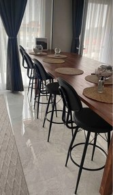 Stewehome Μοντέρνο μεταλλικό μπαρ σκαμπό με δερμάτινη επένδυση Μαύρο