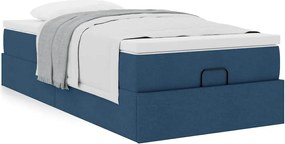 vidaXL Οθωμανικό κρεβάτι με στρώμα μπλε 100x200cm ύφασμα