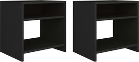 vidaXL Κομοδίνα 2 τεμ. Μαύρα 40 x 30 x 40 εκ. από Επεξ. Ξύλο