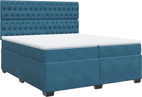vidaXL Κρεβάτι Boxspring με Στρώμα Μπλε 200x200 εκ. Βελούδινο