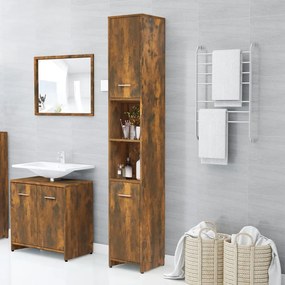 vidaXL Ντουλάπι Μπάνιου Καπνιστή Δρυς 30x30x183,5 εκ. Επεξεργ. Ξύλο