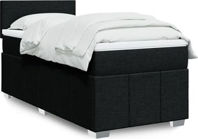 vidaXL Κρεβάτι Boxspring με Στρώμα Μαύρο 100 x 200 εκ. Υφασμάτινο