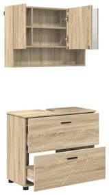 vidaXL Σετ Επίπλων Μπάνιου με ράφι 2 pcs Sonoma Δρυς 76,5 x 35 x 64 εκ