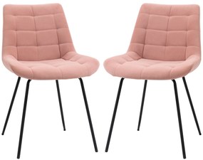 HOMCOM Σετ 2 καρεκλών τραπεζαρίας, καρέκλες προφοράς, καρέκλες κουζίνας, ρετρό σχεδιασμός, όψη βελούδου, 50 cm x 61 cm x 79 cm, Ροζ