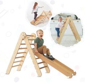 Σετ Αναρριχησης Montessori 2 Σε 1 Τριγωνικη Σκαλα + Τσουληθρα