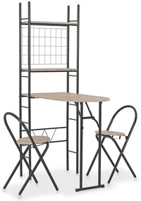 vidaXL Σετ Τραπεζαρίας Πτυσσόμενο με Ραφιέρα 3 τεμ. MDF &amp; Ατσάλι