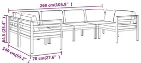 vidaXL Σαλόνι Κήπου 5 Τεμαχίων Ανθρακί Αλουμινίου με Μαξιλάρια