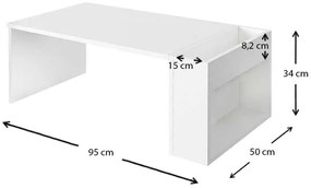 Τραπεζάκι σαλονιού View Megapap από μελαμίνη χρώμα λευκό 95x50x34εκ.