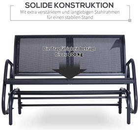 Outsunny -Κάθισμα κουνιστή πολυθρόνα κήπου με μηχανισμό κούνιας έως 200 kg φορτίο 120 x 70 x 85 cm Μαύρο