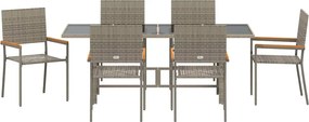vidaXL Σέτ φαγητού για κήπο 7 pcs Γκρι συνθετικό ρατάν