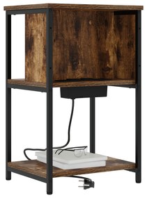 vidaXL Κομοδίνο Καπνιστή δρυς 38 x 31 x 61 εκ Επεξεργασμένο ξύλο