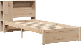 vidaXL Κρεβάτι Βιβλιοθήκη Χωρίς Στρώμα 75x190 εκ Μασίφ Ξύλο Πεύκο